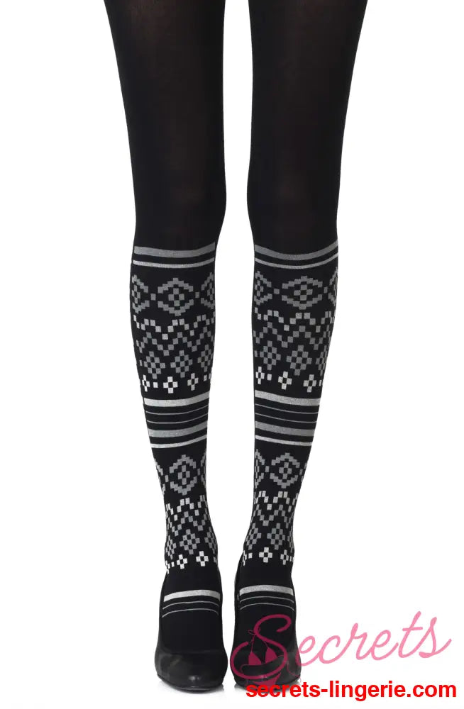 Zohara ’Too Cool’ Light Grey Print Tights