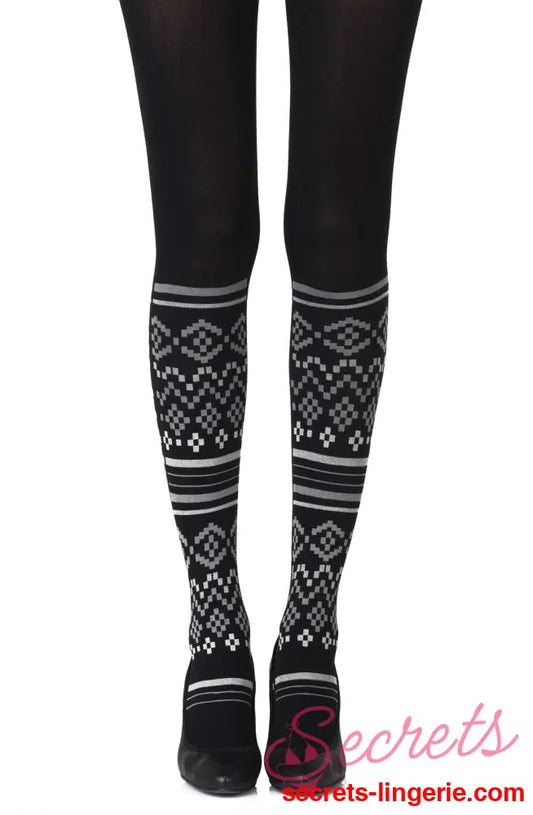Zohara ’Too Cool’ Light Grey Print Tights