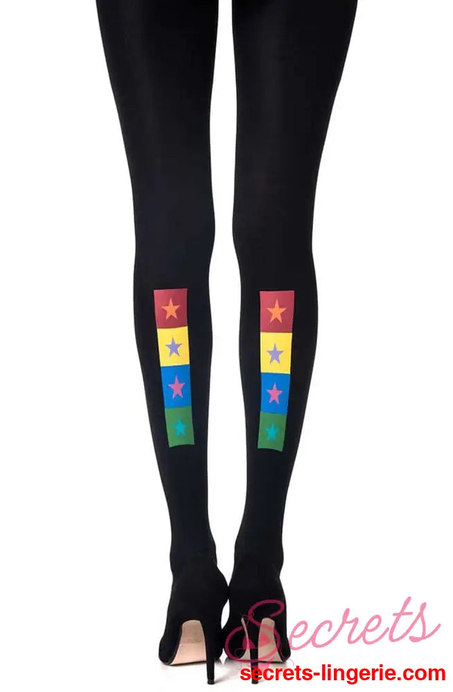 Zohara ’United Colors’ Black Print Tights