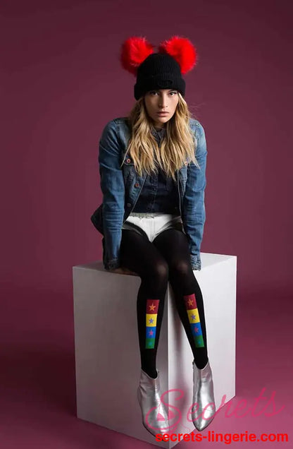 Zohara ’United Colors’ Black Print Tights