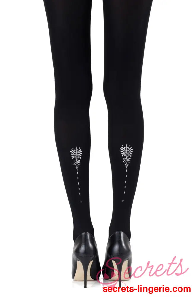 Zohara ’Vine And Dash’ Silver Print Tights