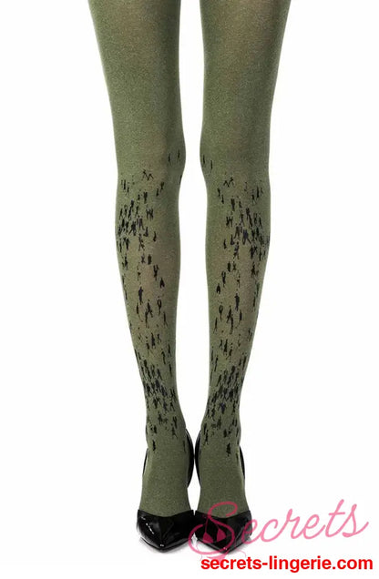 Zohara ’Walking By’ Green Print Tights