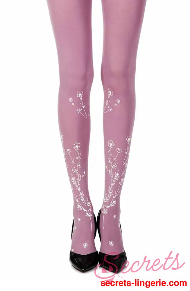 Zohara ’Wild Roses’ Violet Print Tights
