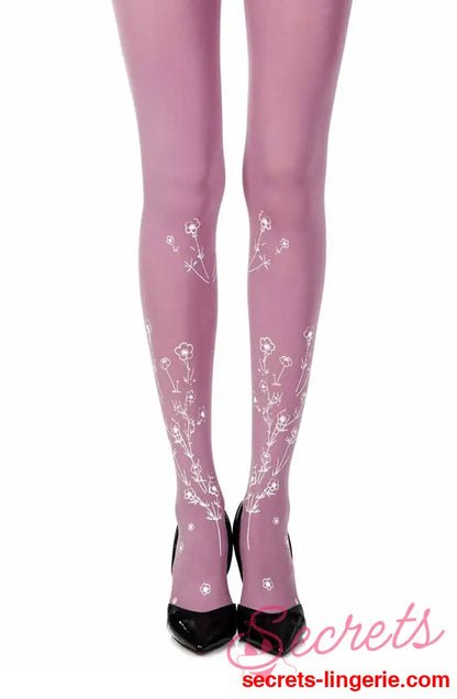 Zohara ’Wild Roses’ Violet Print Tights