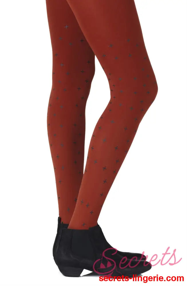 Zohara ’You + Me = Love’ Rust Tights